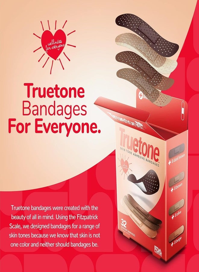بيو سويس ضمادات BioSwiss Truetone بلون البشرة، شرائط إسعافات أولية للبالغين، درجات البني والزيتوني والبيج، قماش خالٍ من اللاتكس، عبوة من 32 ضمادة - Image 5
